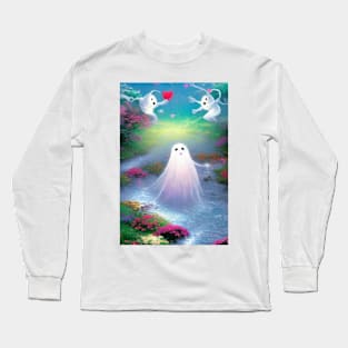 Spooky Ghost Kisses Long Sleeve T-Shirt